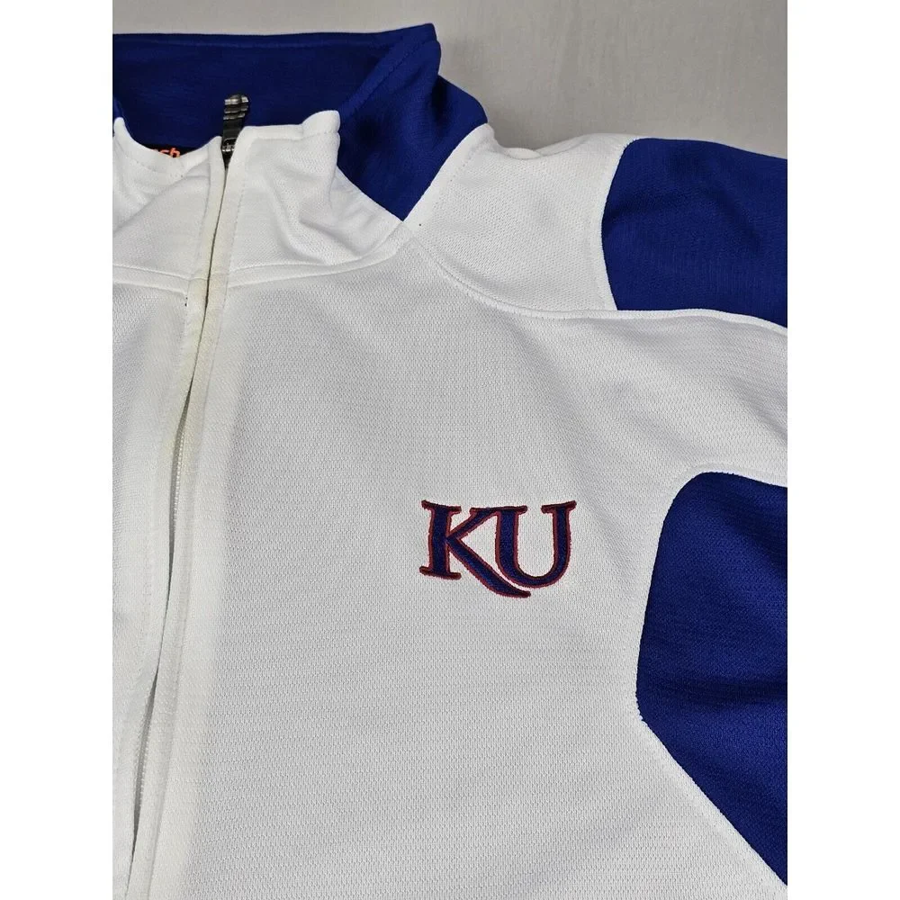 Adidas Scorch KU Jayhawks Track Jacket Mens Lrg Blue Climalite Kansas Basketball